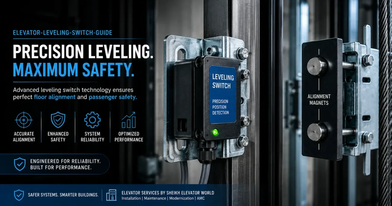 Elevator Buffer Spring With Glowing Safety Circuit In A Modern Industrial Elevator Shaft Background.