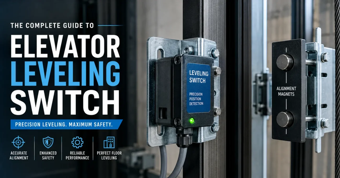 Elevator Leveling Switch Guide Image Showing Sensor Alignment Magnets For Precise Elevator Floor Leveling.